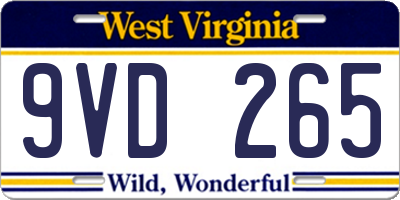 WV license plate 9VD265