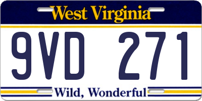 WV license plate 9VD271