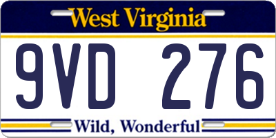WV license plate 9VD276
