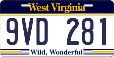WV license plate 9VD281