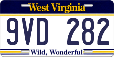 WV license plate 9VD282