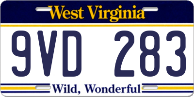 WV license plate 9VD283