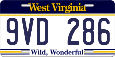 WV license plate 9VD286