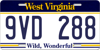 WV license plate 9VD288