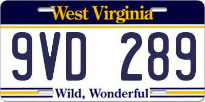 WV license plate 9VD289