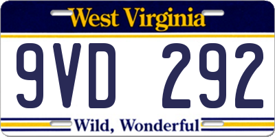 WV license plate 9VD292