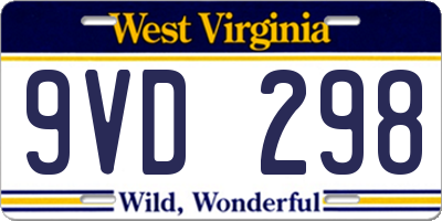 WV license plate 9VD298