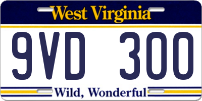 WV license plate 9VD300