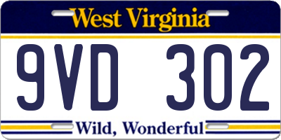 WV license plate 9VD302