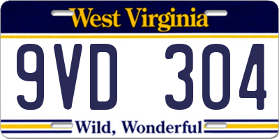 WV license plate 9VD304
