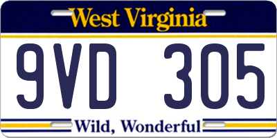 WV license plate 9VD305