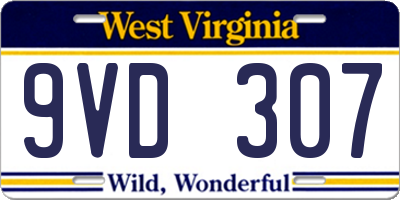 WV license plate 9VD307