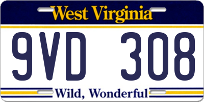 WV license plate 9VD308