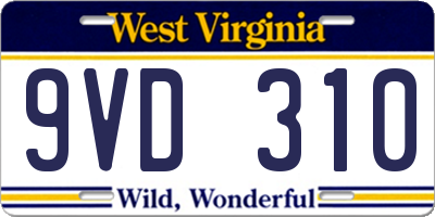 WV license plate 9VD310