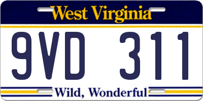 WV license plate 9VD311