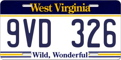 WV license plate 9VD326