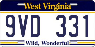 WV license plate 9VD331