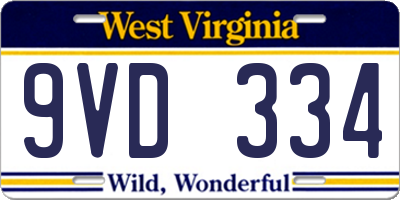 WV license plate 9VD334