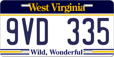 WV license plate 9VD335