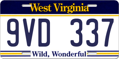 WV license plate 9VD337