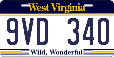 WV license plate 9VD340