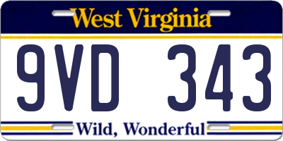 WV license plate 9VD343