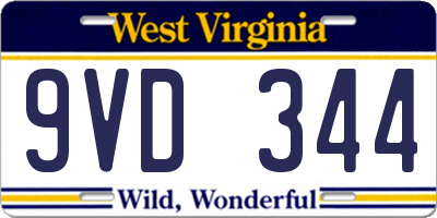 WV license plate 9VD344
