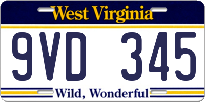 WV license plate 9VD345