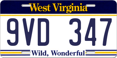 WV license plate 9VD347