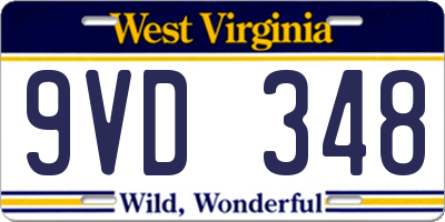 WV license plate 9VD348