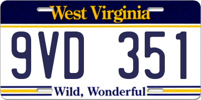 WV license plate 9VD351