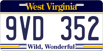 WV license plate 9VD352