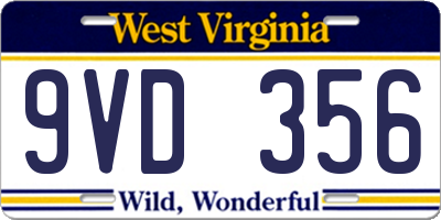 WV license plate 9VD356