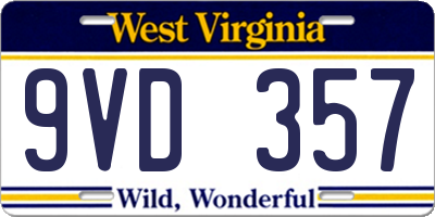 WV license plate 9VD357
