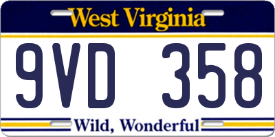 WV license plate 9VD358