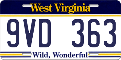WV license plate 9VD363