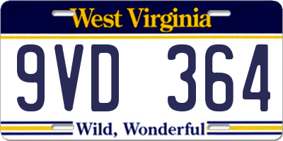 WV license plate 9VD364