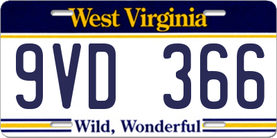 WV license plate 9VD366