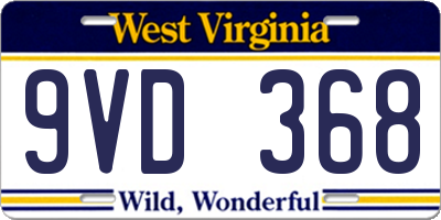 WV license plate 9VD368
