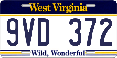 WV license plate 9VD372