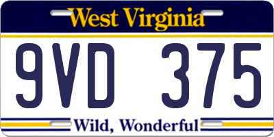 WV license plate 9VD375