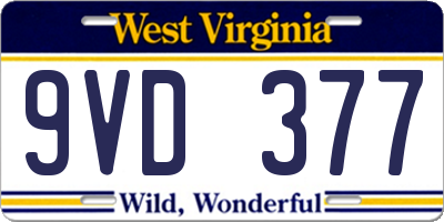 WV license plate 9VD377