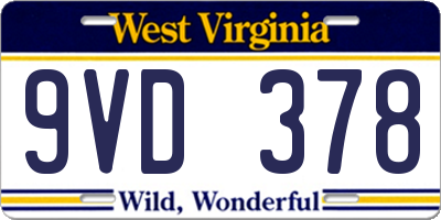 WV license plate 9VD378