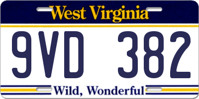 WV license plate 9VD382