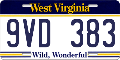 WV license plate 9VD383