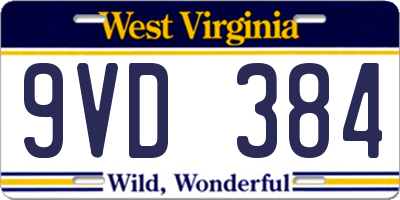 WV license plate 9VD384