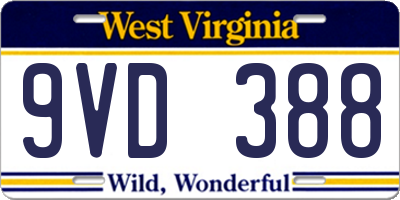 WV license plate 9VD388