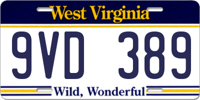 WV license plate 9VD389