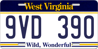WV license plate 9VD390