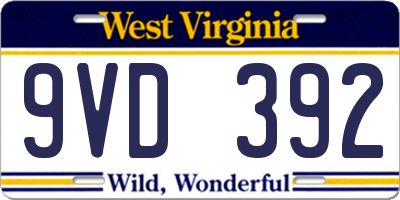 WV license plate 9VD392